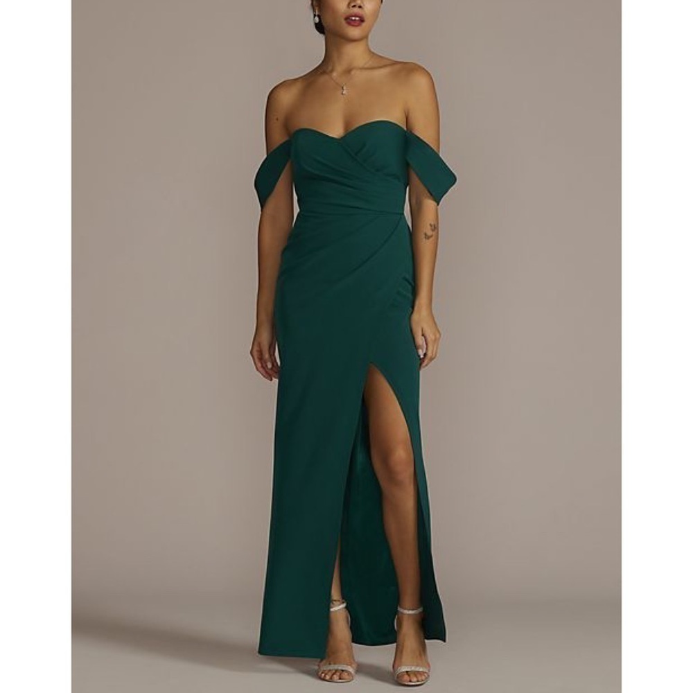 Galina Signature Gem/Dark Green Off the Shoulder Bridesmaid Dress Sz 4
